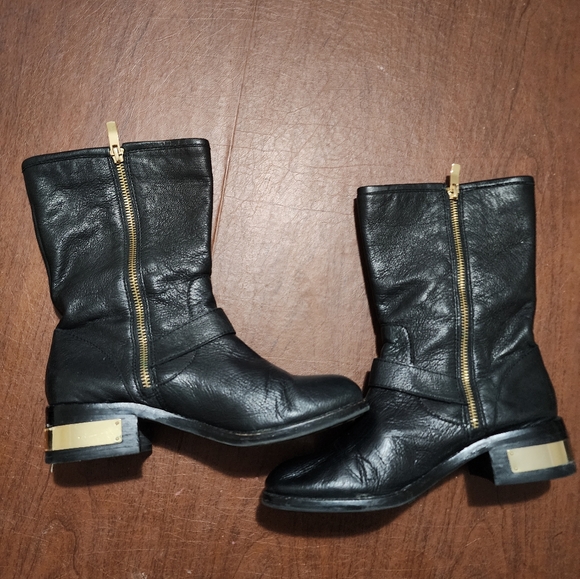 Vince Camuto Black Leather Boots with Gold Details - Picture 5 of 9